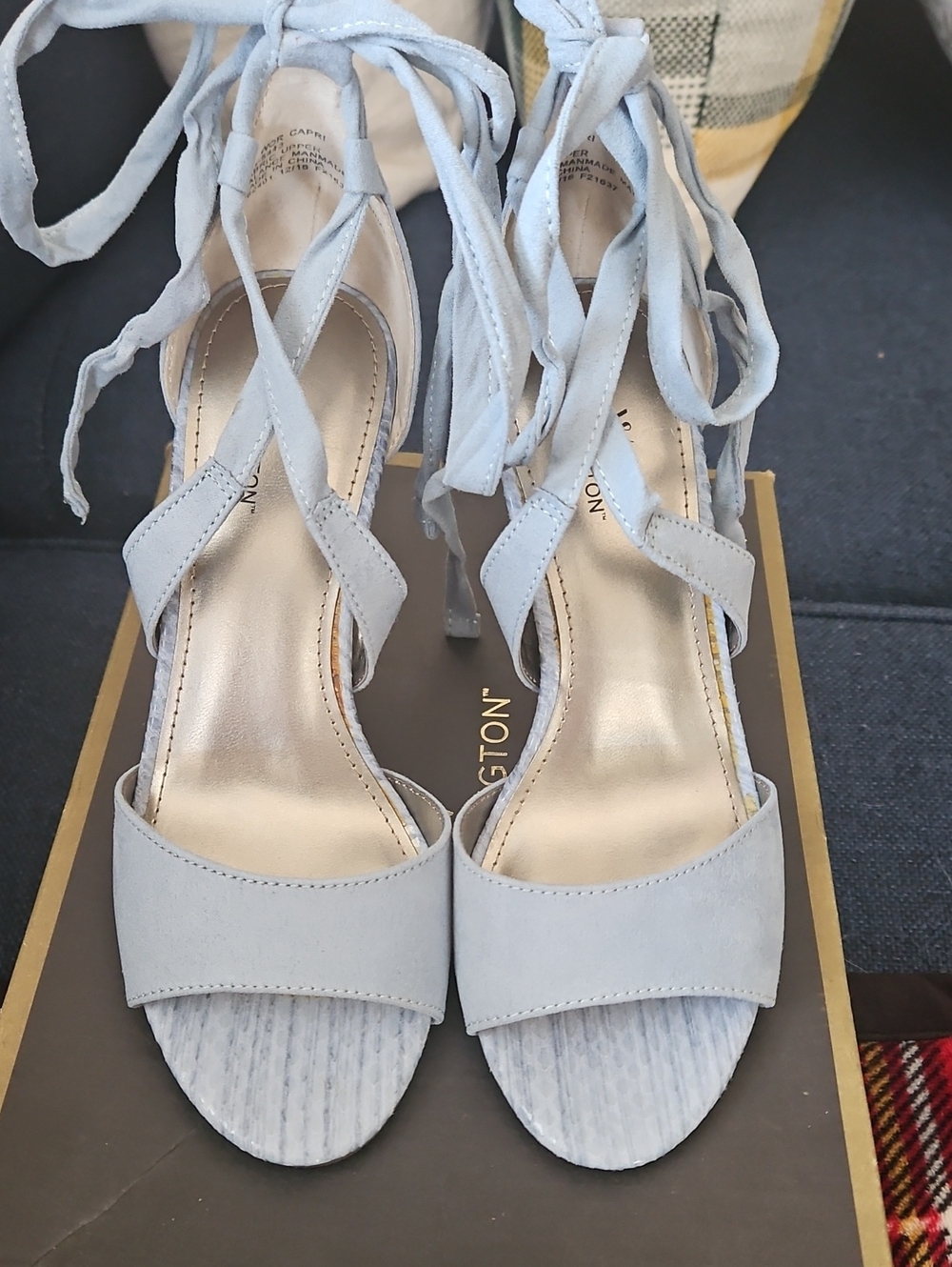 Light Blue Suede Lace-Up High Heel Sandals -  Women. NWOT